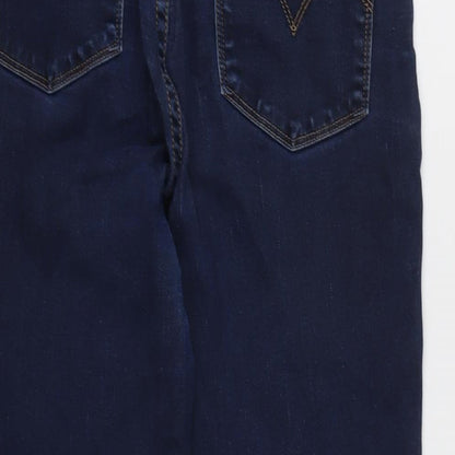 Levis Womens Blue Cotton Blend Straight Jeans Size 30 in L26 in Regular Zip - Raw / tape effect hem.