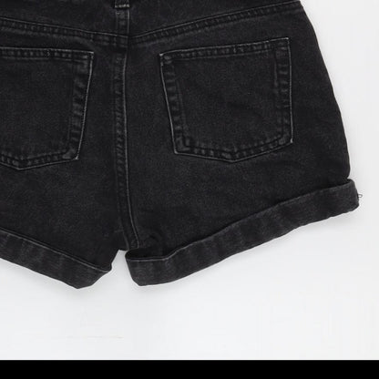 Denim & Co. Girls Black Cotton Boyfriend Shorts Size 9-10 Years Regular Zip