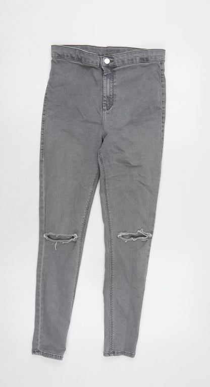 Topshop Womens Grey Cotton Blend Tapered Jeans Size 27 in L25 in Regular Zip