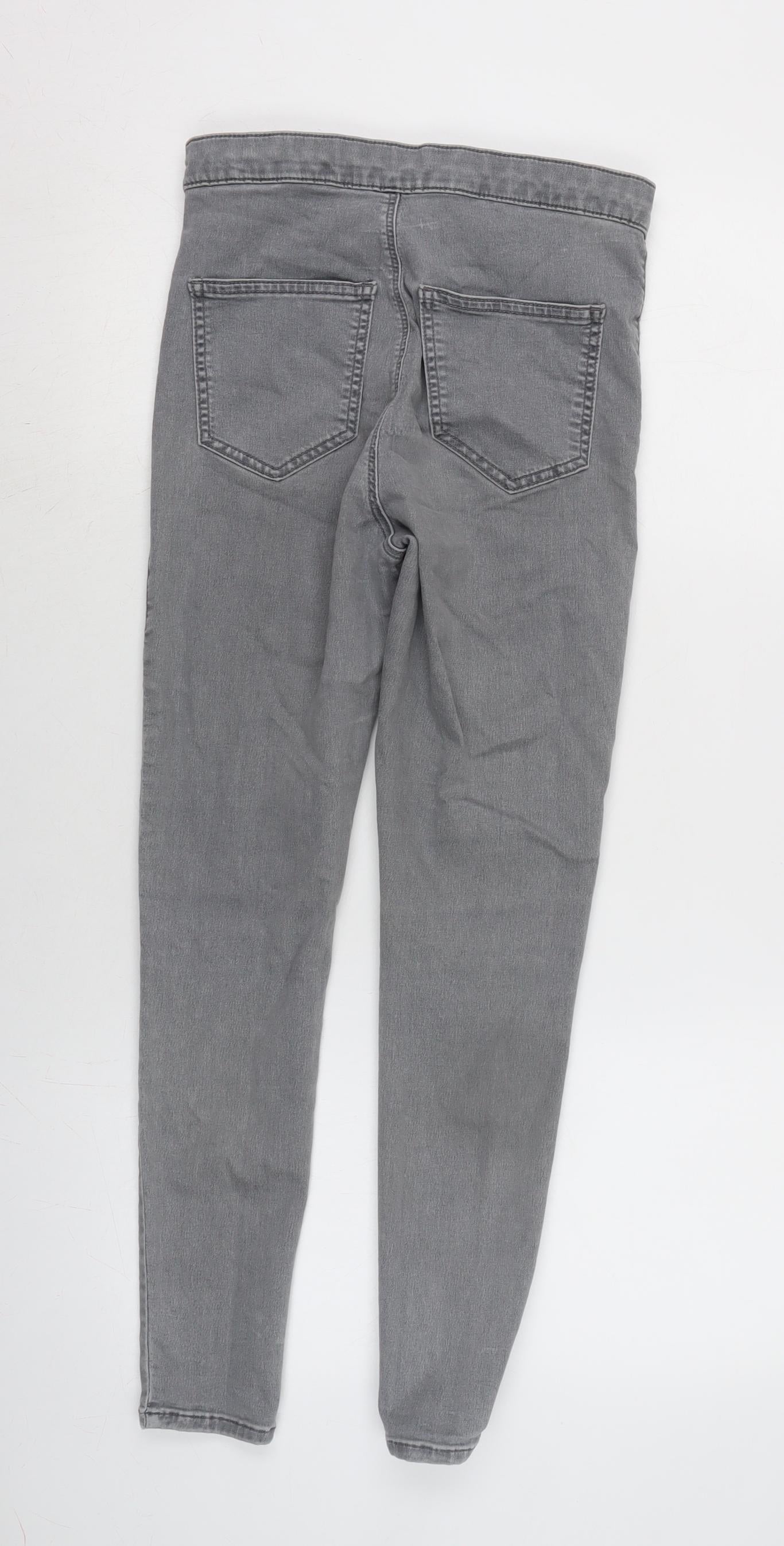 Topshop Womens Grey Cotton Blend Tapered Jeans Size 27 in L25 in Regular Zip