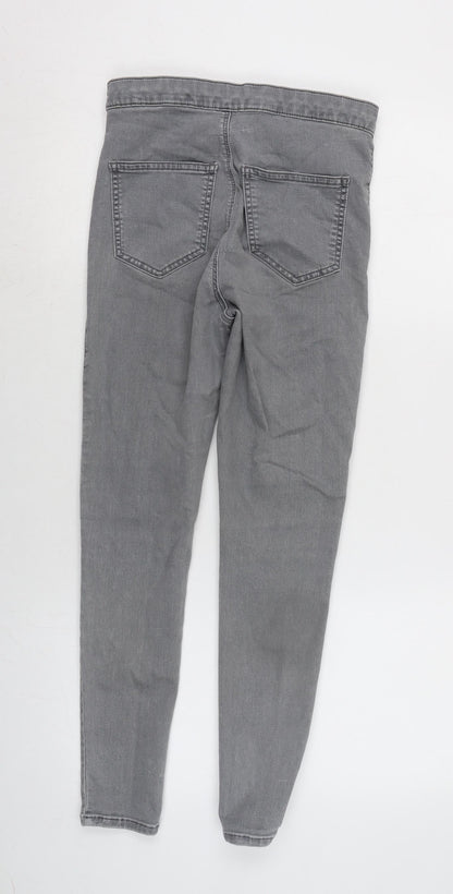 Topshop Womens Grey Cotton Blend Tapered Jeans Size 27 in L25 in Regular Zip