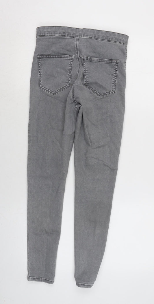 Topshop Womens Grey Cotton Blend Tapered Jeans Size 27 in L25 in Regular Zip