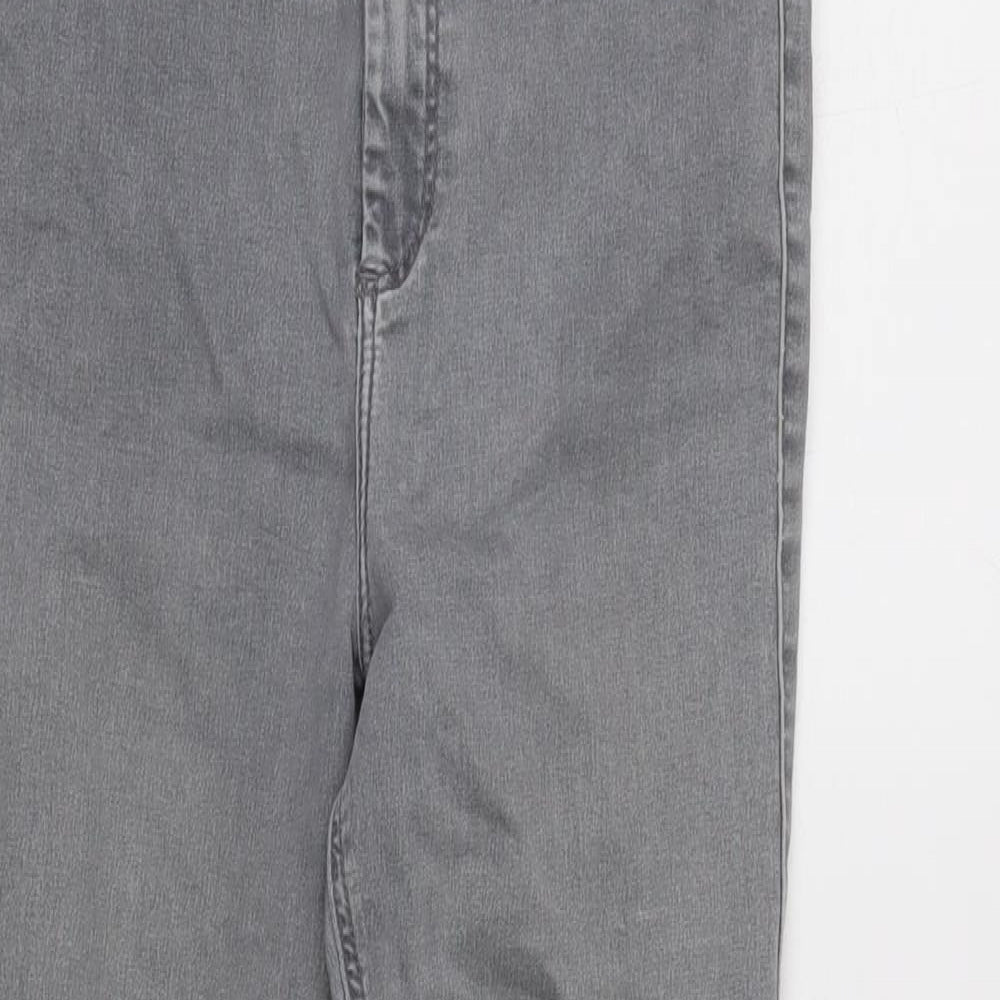 Topshop Womens Grey Cotton Blend Tapered Jeans Size 27 in L25 in Regular Zip