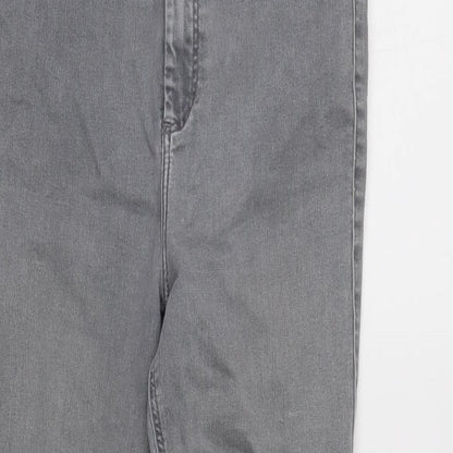 Topshop Womens Grey Cotton Blend Tapered Jeans Size 27 in L25 in Regular Zip