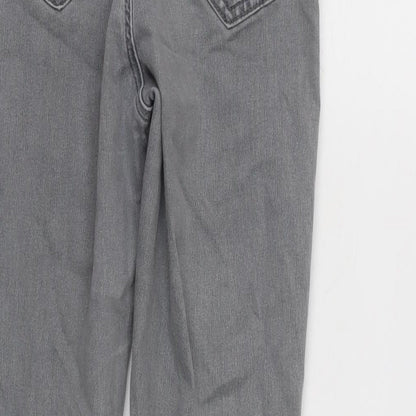 Topshop Womens Grey Cotton Blend Tapered Jeans Size 27 in L25 in Regular Zip