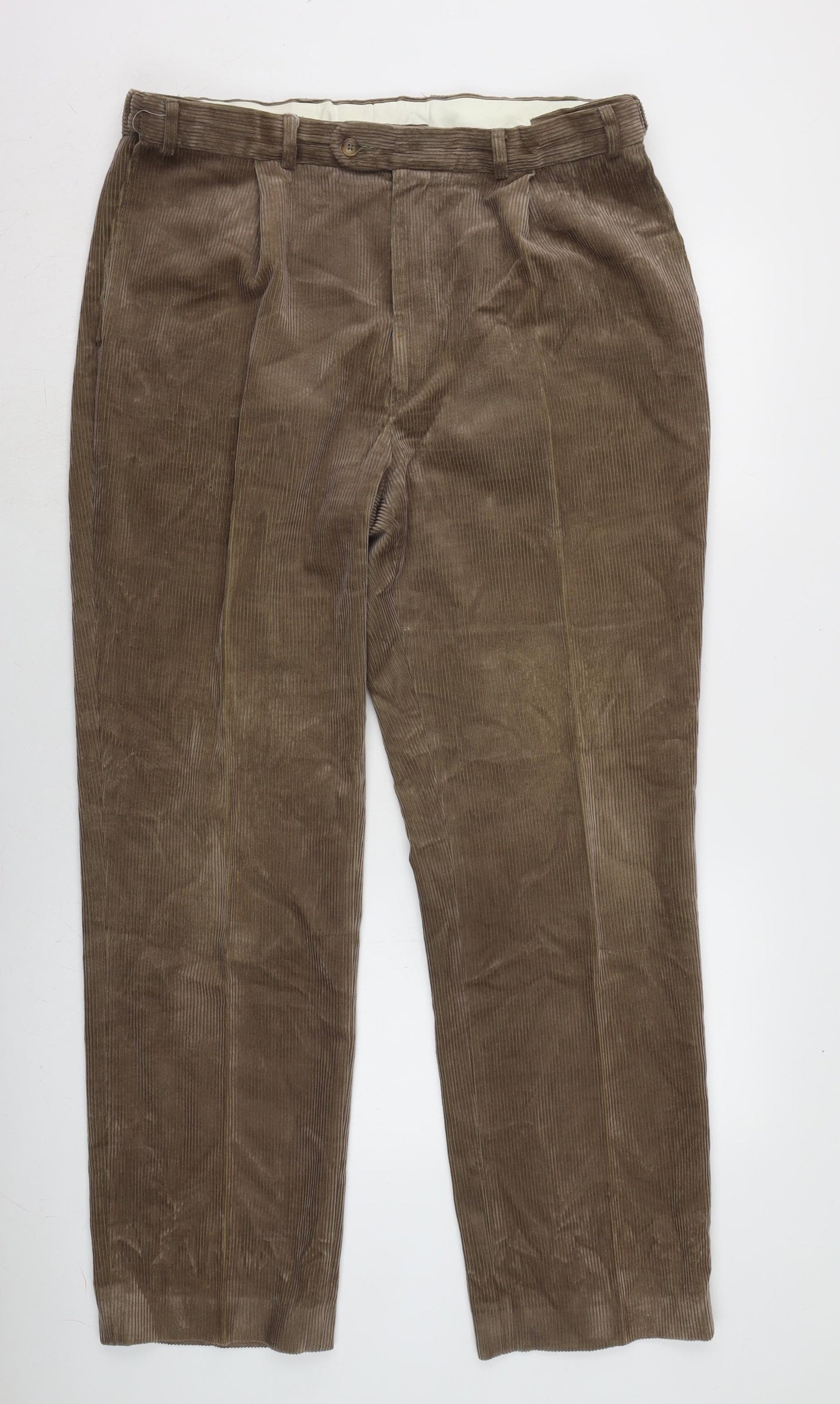 Zantos Mens Brown Cotton Trousers Size 37 in L32 in Regular Zip