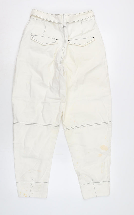 ASOS Womens Ivory Cotton Straight Jeans Size 26 in L25 in Regular Zip