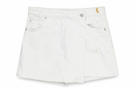 Marks and Spencer Girls Blue Cotton A-Line Skort Size 12-13 Years Regular Tie