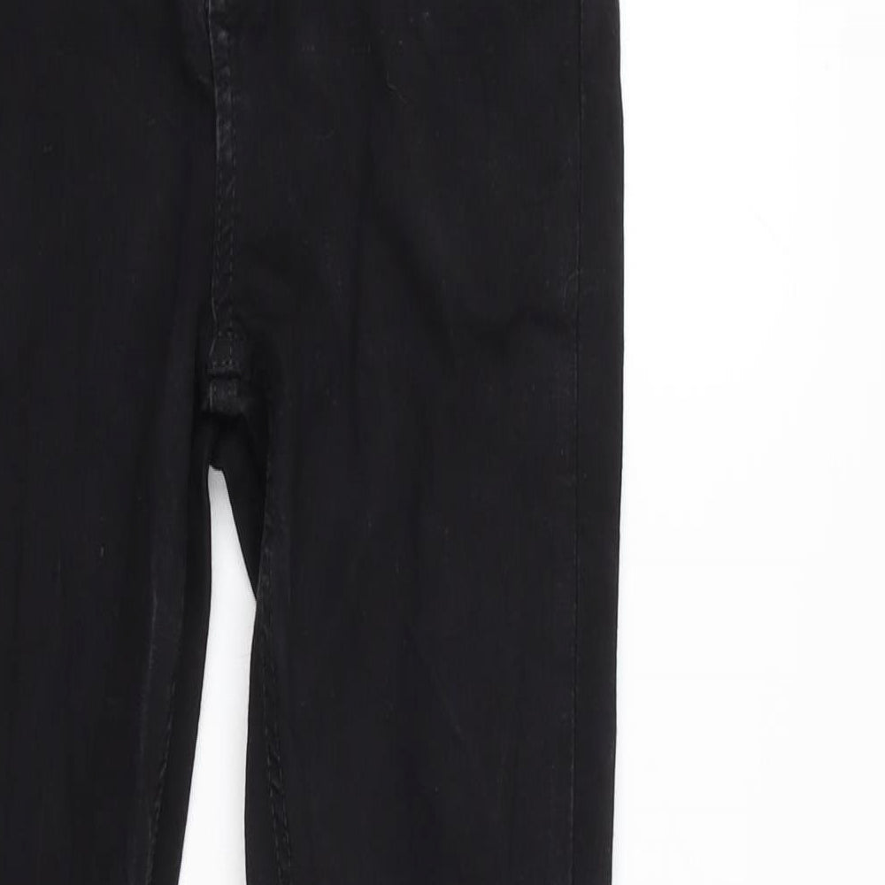 Miss Selfridge Womens Black Cotton Blend Tapered Jeans Size 10 L26.5 in Regular Zip