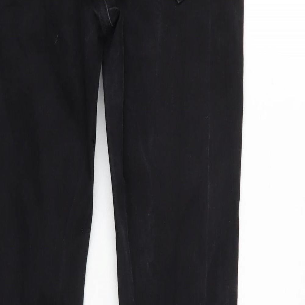 Miss Selfridge Womens Black Cotton Blend Tapered Jeans Size 10 L26.5 in Regular Zip