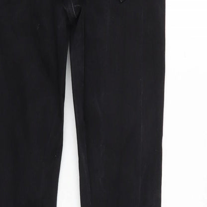 Miss Selfridge Womens Black Cotton Blend Tapered Jeans Size 10 L26.5 in Regular Zip