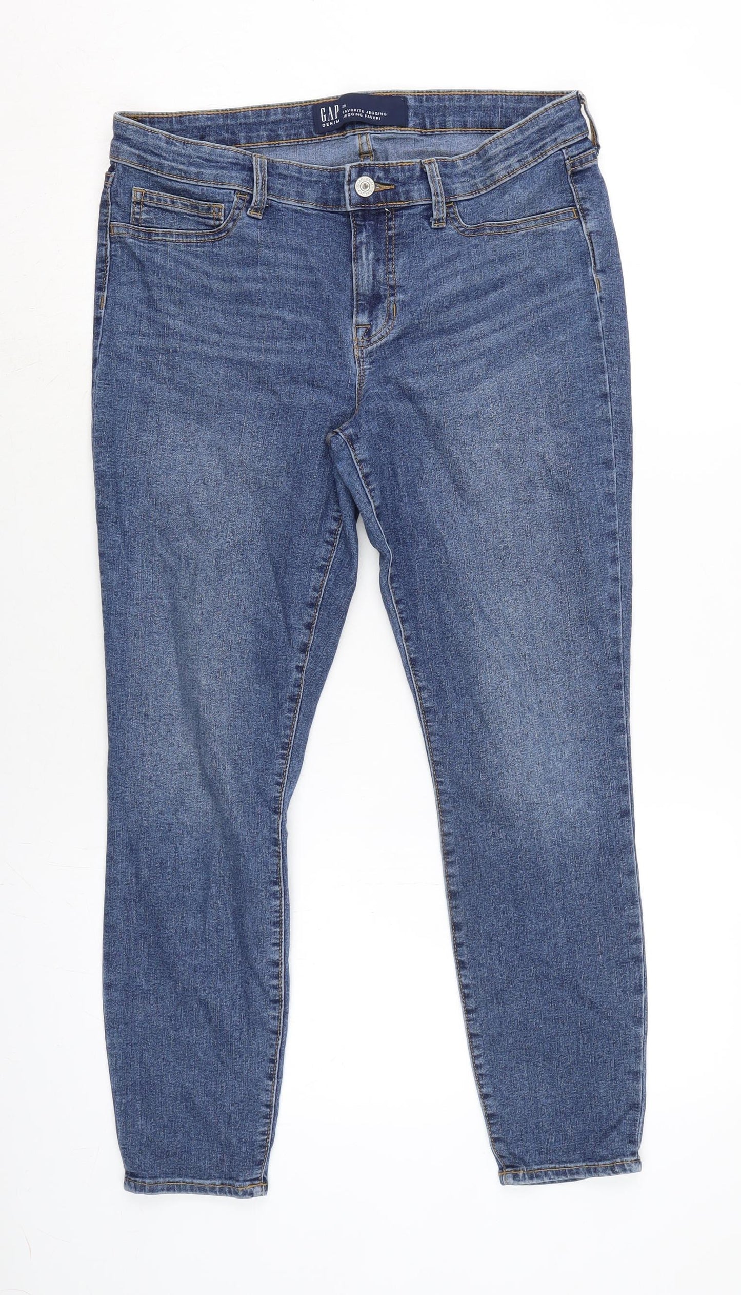 Gap Womens Blue Cotton Blend Tapered Jeans Size 30 in L26 in Regular Zip