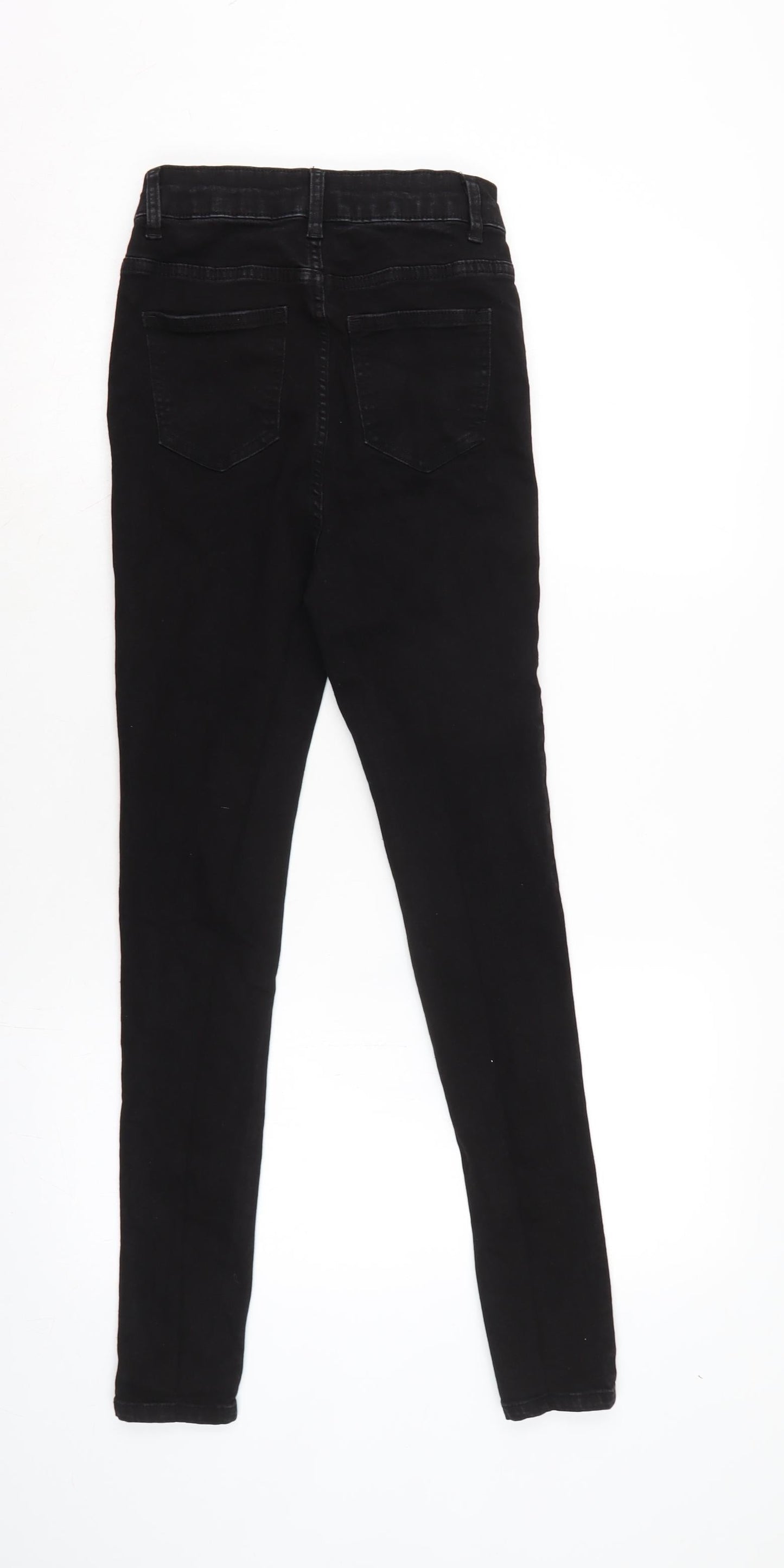 PRETTY LITTLE THING Womens Black Cotton Blend Tapered Jeans Size 8 L28 in Regular Zip