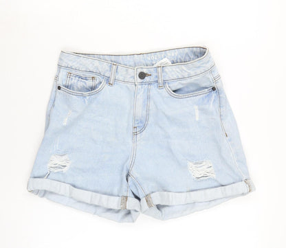 Noisy may Womens Blue Cotton Boyfriend Shorts Size 28 in Regular Zip - Distressed