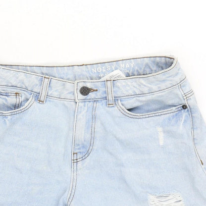 Noisy may Womens Blue Cotton Boyfriend Shorts Size 28 in Regular Zip - Distressed
