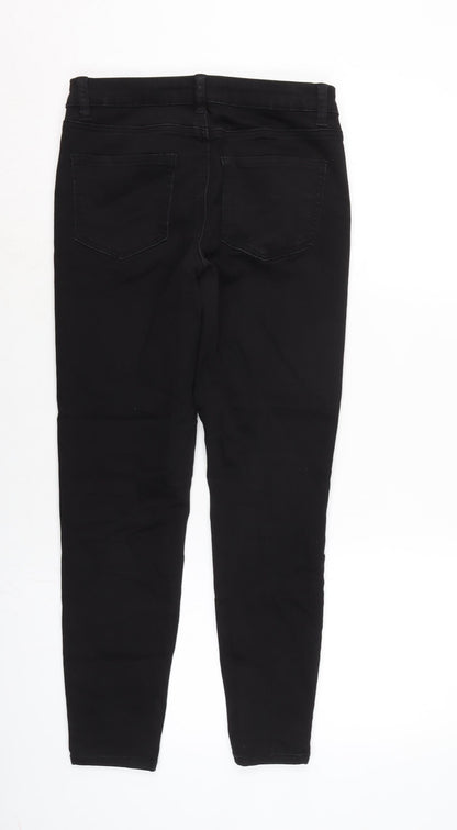 Denim & Co. Womens Black Cotton Blend Tapered Jeans Size 10 L24.5 in Regular Zip