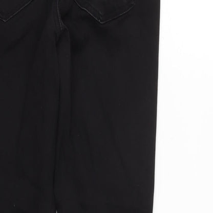 Denim & Co. Womens Black Cotton Blend Tapered Jeans Size 10 L24.5 in Regular Zip