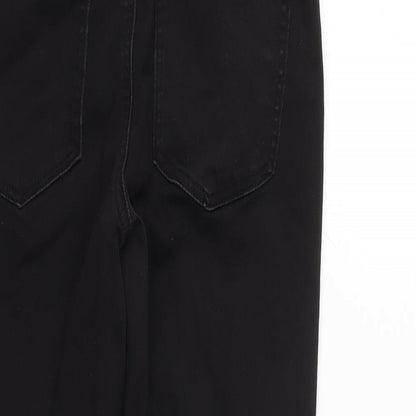 Denim & Co. Womens Black Cotton Blend Tapered Jeans Size 12 L26 in Regular Zip - Raw Hem