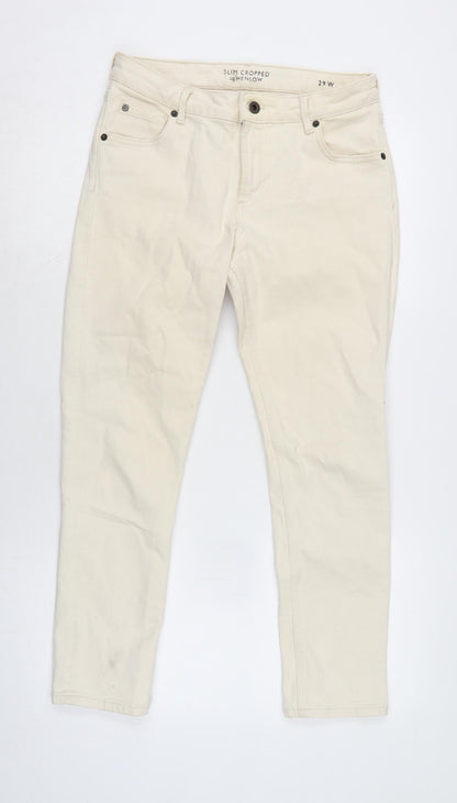 Womens UK Size 28 in Jack Wills Regular Fit Cropped Ivory Jeans