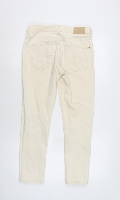 Womens UK Size 28 in Jack Wills Regular Fit Cropped Ivory Jeans