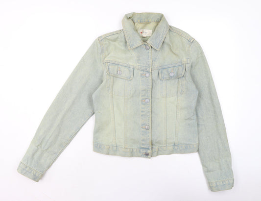 Pull&Bear Womens Blue Biker Jacket Size 12 Button