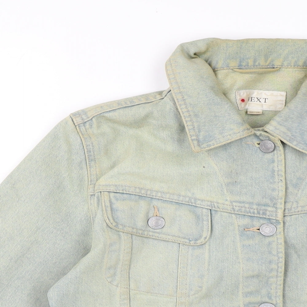 Pull&Bear Womens Blue Biker Jacket Size 12 Button