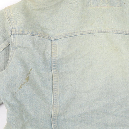 Pull&Bear Womens Blue Biker Jacket Size 12 Button