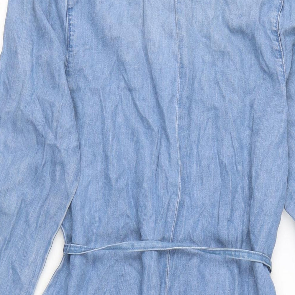 George Womens Blue Cotton Shirt Dress Size 8 Collared Button