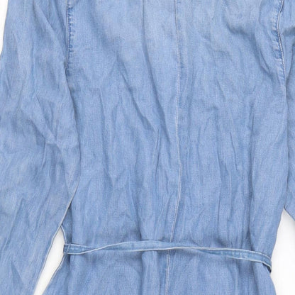 George Womens Blue Cotton Shirt Dress Size 8 Collared Button