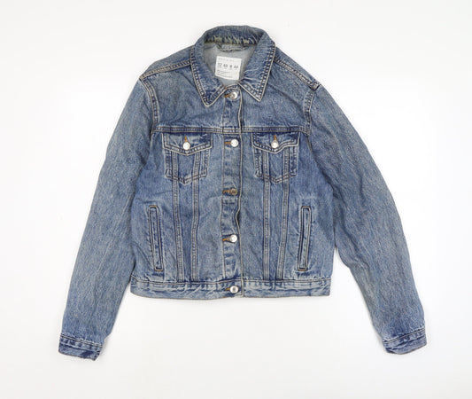 Denim & Co. Womens Black Biker Jacket Size 12 Button