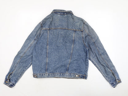 Denim & Co. Womens Black Biker Jacket Size 12 Button