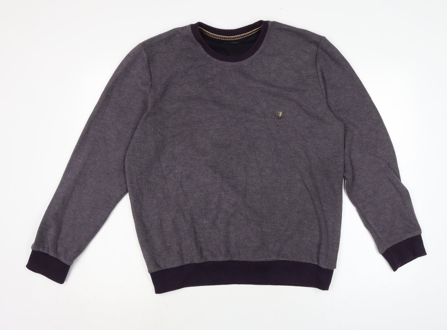 Trender Mens Blue Crew Neck Acrylic Henley Jumper Size XL Long Sleeve