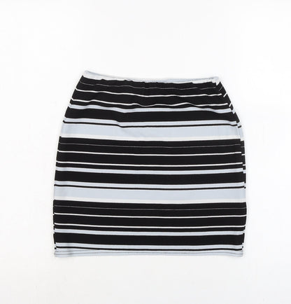 New Look Womens Multicoloured Striped Polyester Bandage Skirt Size 8