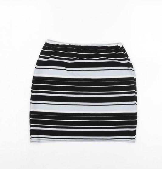 New Look Womens Multicoloured Striped Polyester Bandage Skirt Size 8