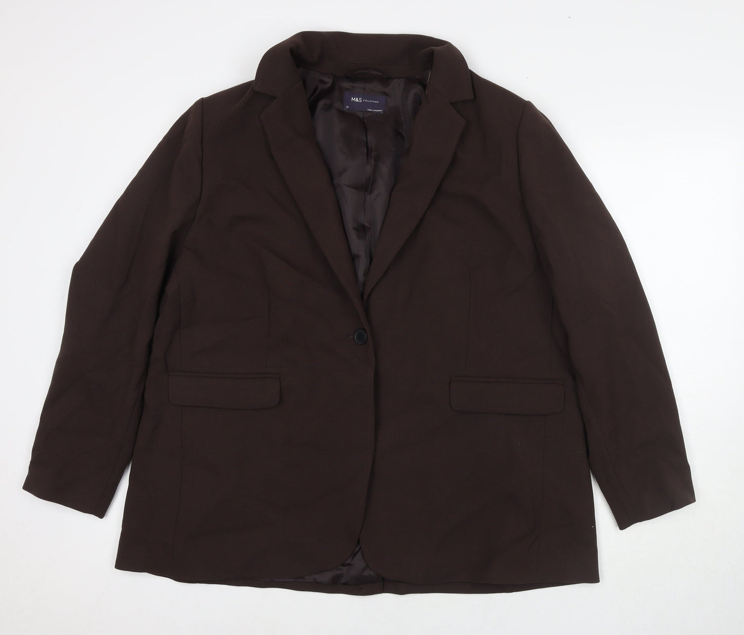 Marks and Spencer Womens Brown Polyester Jacket Suit Jacket Size 22