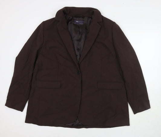 Marks and Spencer Womens Brown Polyester Jacket Suit Jacket Size 22