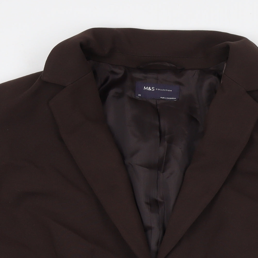 Marks and Spencer Womens Brown Polyester Jacket Suit Jacket Size 22