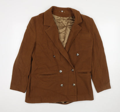 Made in U.K. Womens Brown Overcoat Coat Size 14 Button