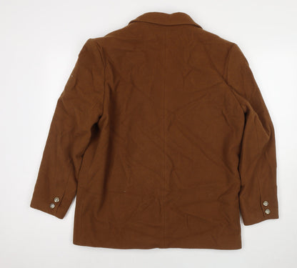 Made in U.K. Womens Brown Overcoat Coat Size 14 Button
