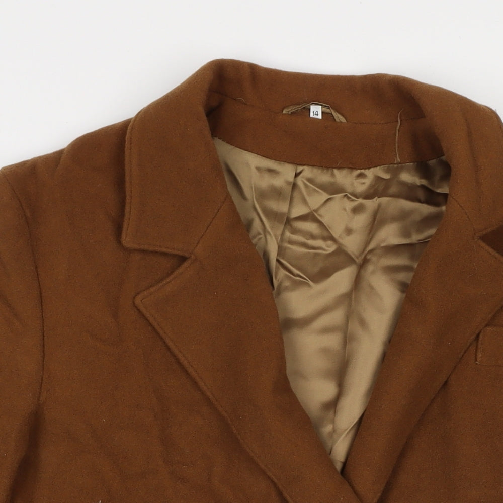 Made in U.K. Womens Brown Overcoat Coat Size 14 Button