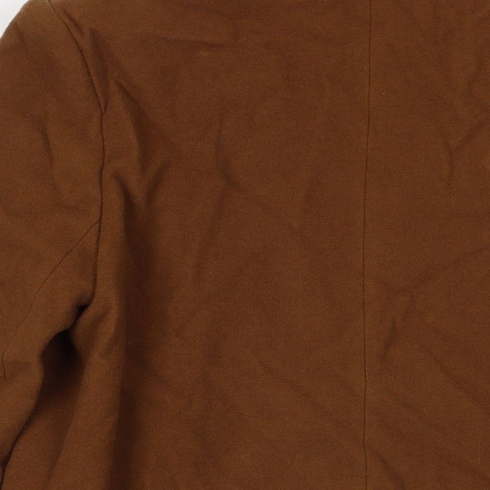 Made in U.K. Womens Brown Overcoat Coat Size 14 Button