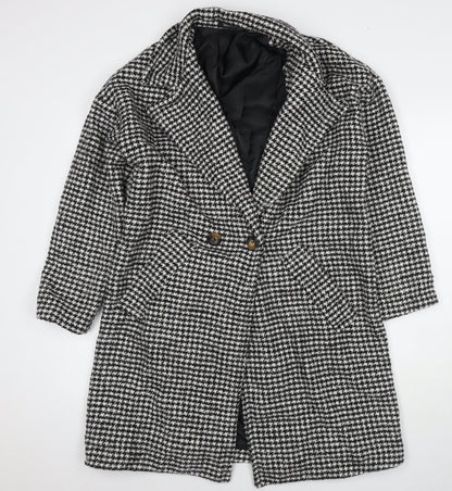 Boohoo Womens White Pea Coat Coat Size 8 Button