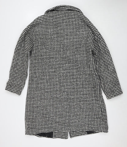 Boohoo Womens White Pea Coat Coat Size 8 Button