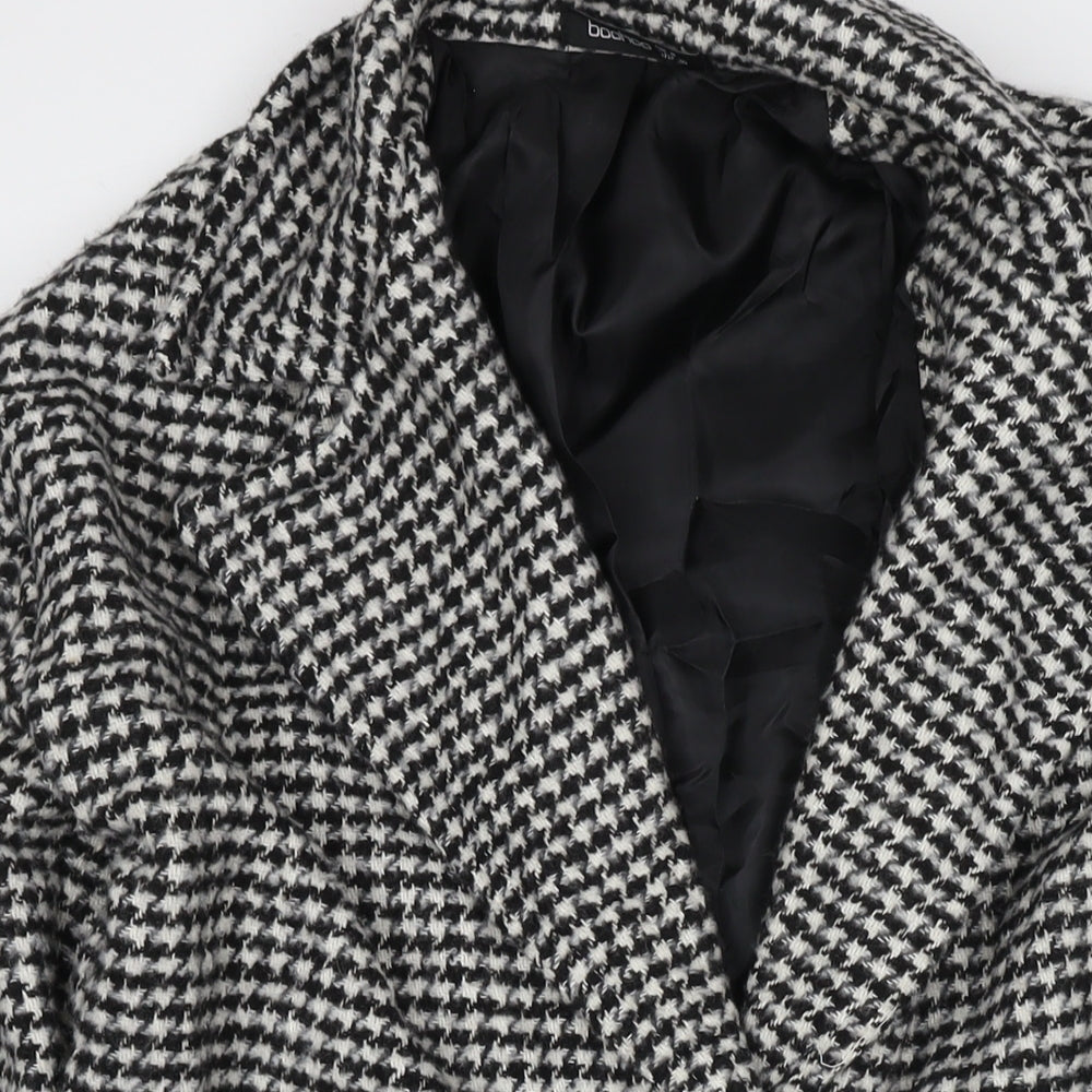 Boohoo Womens White Pea Coat Coat Size 8 Button