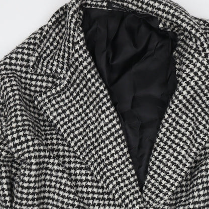 Boohoo Womens White Pea Coat Coat Size 8 Button