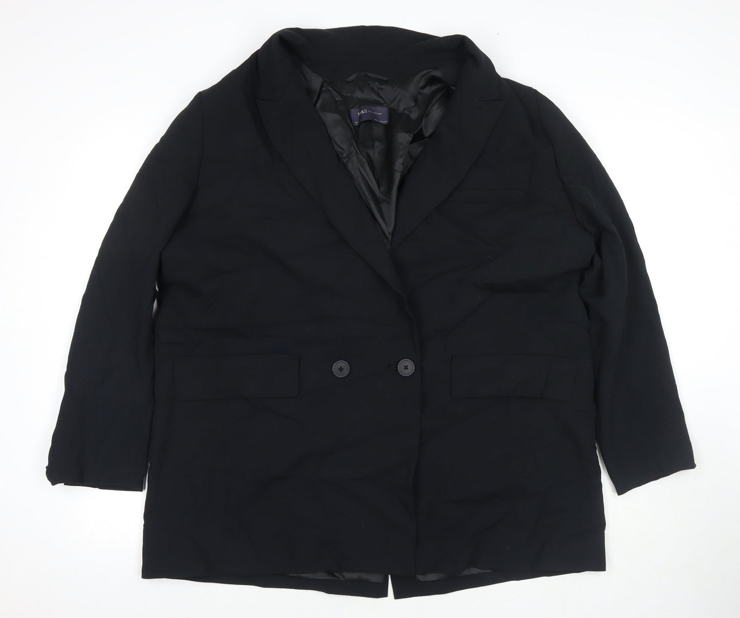 Marks and Spencer Womens Black Polyester Jacket Suit Jacket Size 20