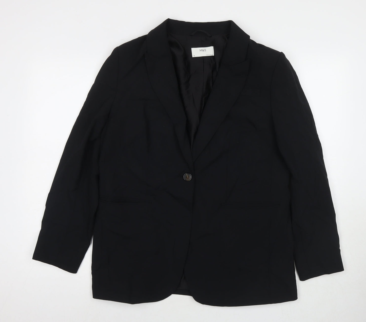 Marks and Spencer Womens Black Polyester Jacket Suit Jacket Size 14