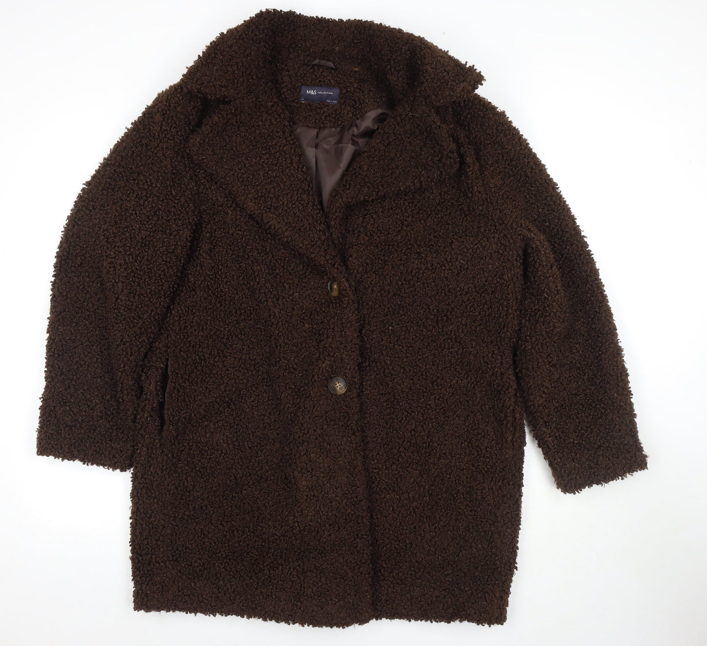 Womens UK Size 14 Marks and Spencer Brown Overcoat