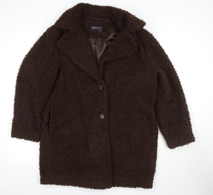 Womens UK Size 14 Marks and Spencer Brown Overcoat
