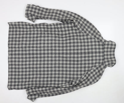 Marks and Spencer Womens Grey Check Overcoat Coat Size 14 Zip
